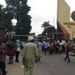 UNILAG: Students protesting outside the school gate over poor sanitary standard.