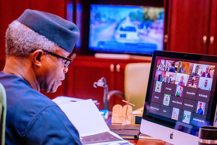Vice President Yemi Osinbajo leads the economic sustainability committee meeting of July 5, 2021 (Tolani Alli)