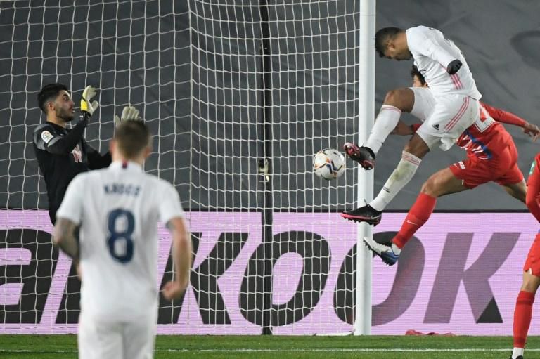 Casemiro (R) headed Real Madrid into the lead