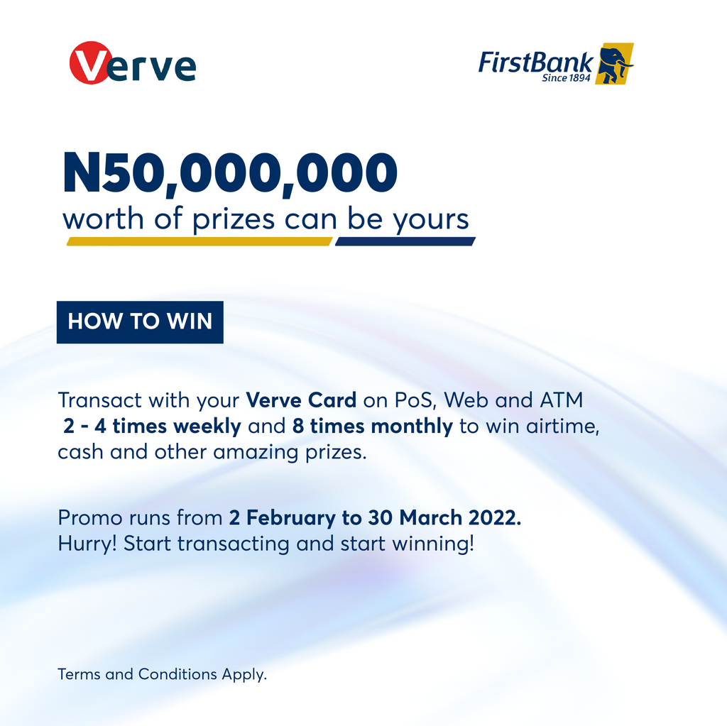Win amazing rewards or a brand new car in the First Bank Verve Card Transact and win promo