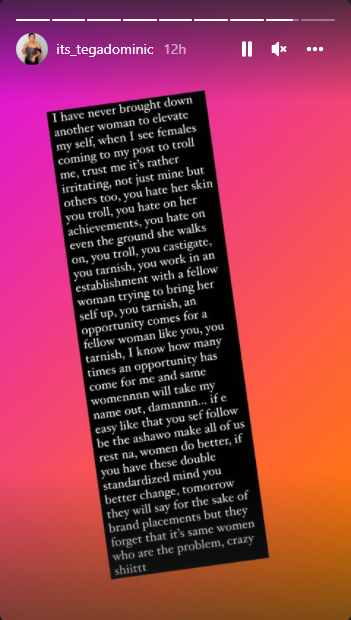 BBNaija's Tega says most of the people trolling her on social media are women