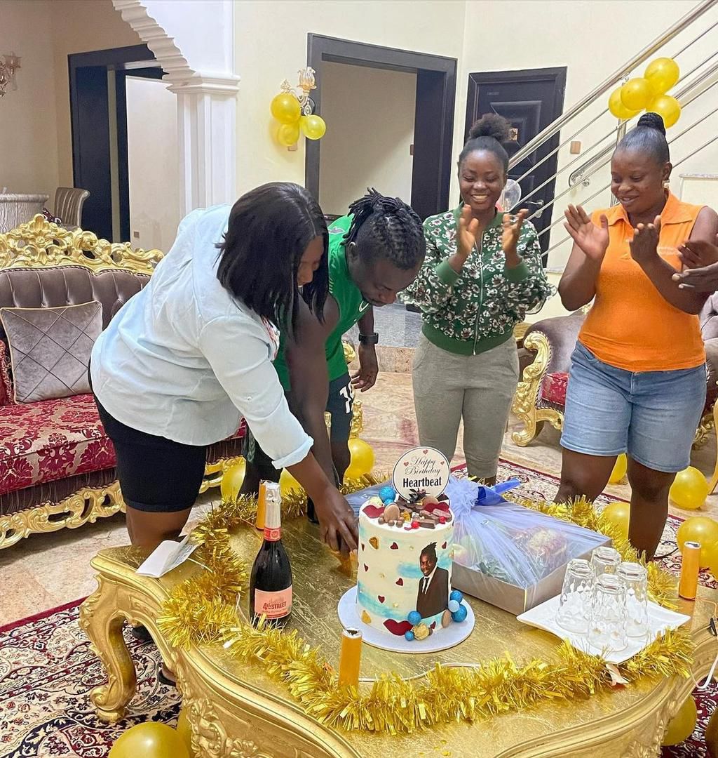 Moses Simon celebrates 27th birthday with cake and wine