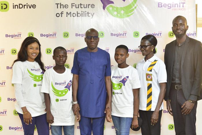 L-R: inDrive, BeginIT Representative & Driver Acquisition Specialist, Mrs. Onuzulike Clementina; BeginIT beneficiary from Mayzer Memorial Foundation, Bello Jubril; Director, Transport Operations, Lagos State Ministry of Transportation, Engr. Olasunkanm...