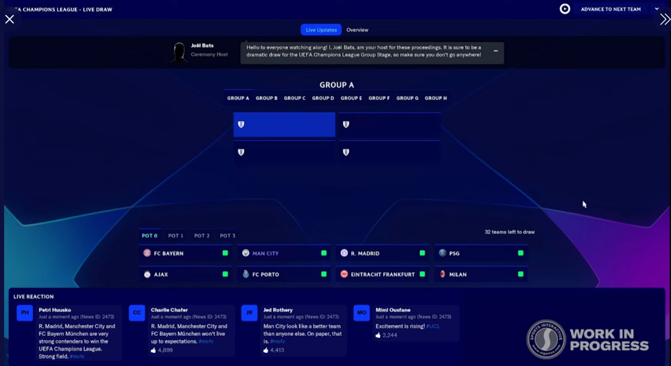The UEFA Champions league draw is a new feature in Football manager 2023