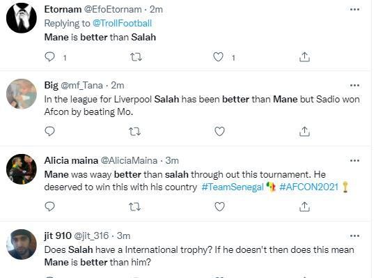 Tweets about Mane and Salah