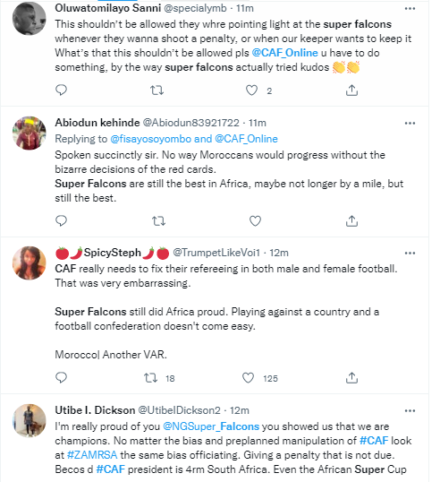 Reactions Super Falcons 2 red cards 5-4 penalty loss to Morocco in WAFCON 2022 semifinal