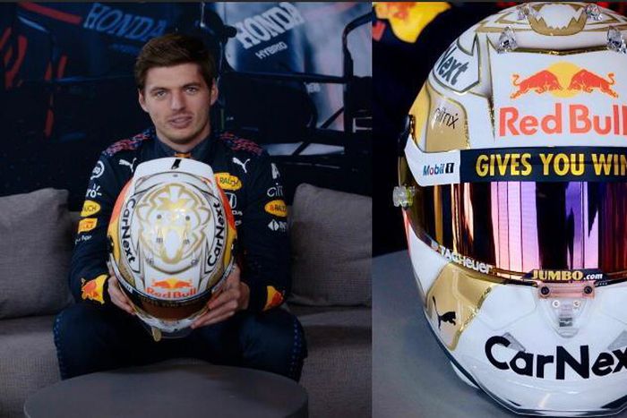 Red Bull's Max Verstappen unveils new helmet to celebrate 2021 season triumph