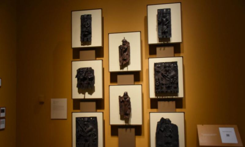 Some Benin Bronze models on last minute display before repatriation to Nigeria at the Smithsonian National Museum of African Art, Washington DC on Tuesday.