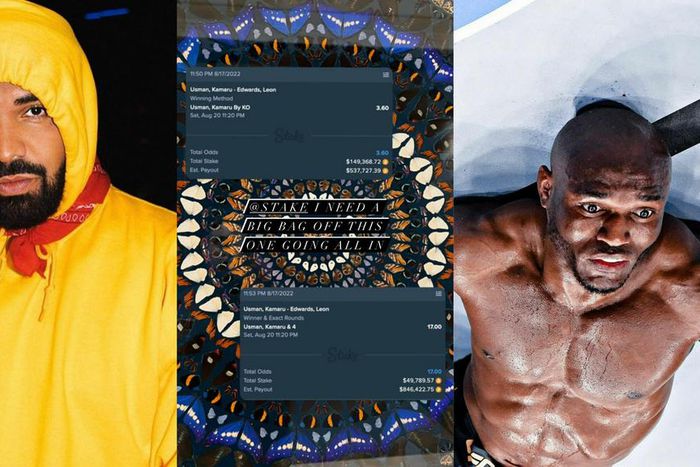 Drake loses 120 million Naira betting on Kamaru Usman to beat Leon Edwards