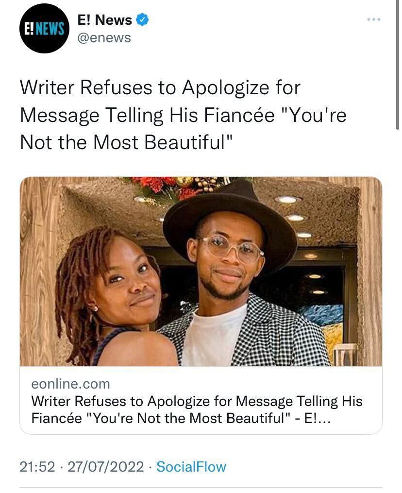 Enews post on their relationship [Twitter]
