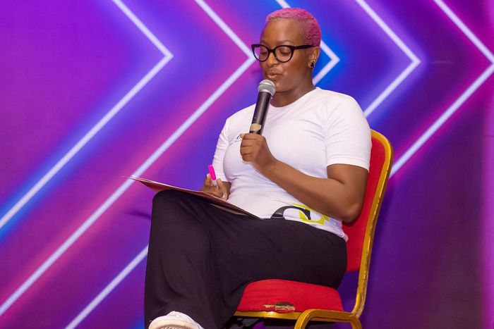 Cuppy speaking during panel discussion