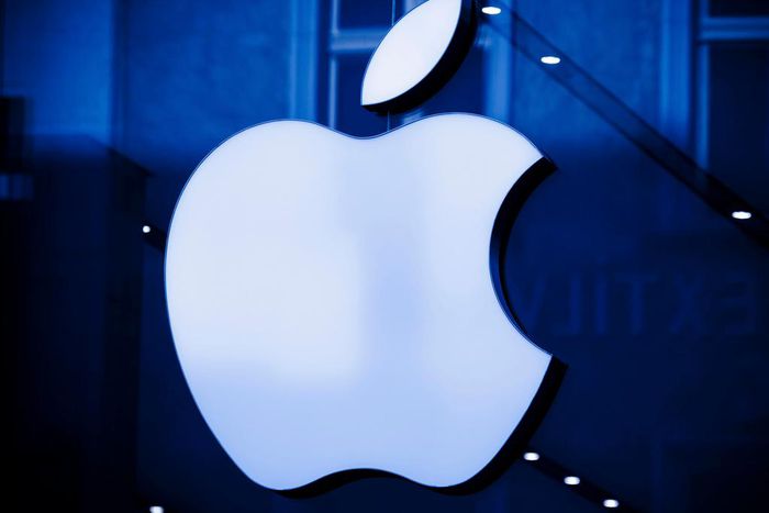 Apple logo at an Apple store on May 31, 2022 in Berlin, Germany.