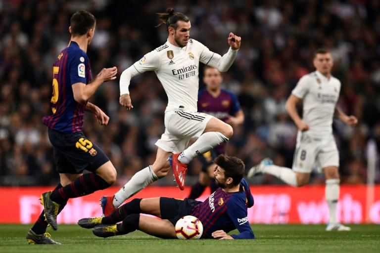Real Madrid's Welsh forward Gareth Bale (TOP), pictured during the March 2, 2019 match against FC Barcelona when he departed to whistles in the second half