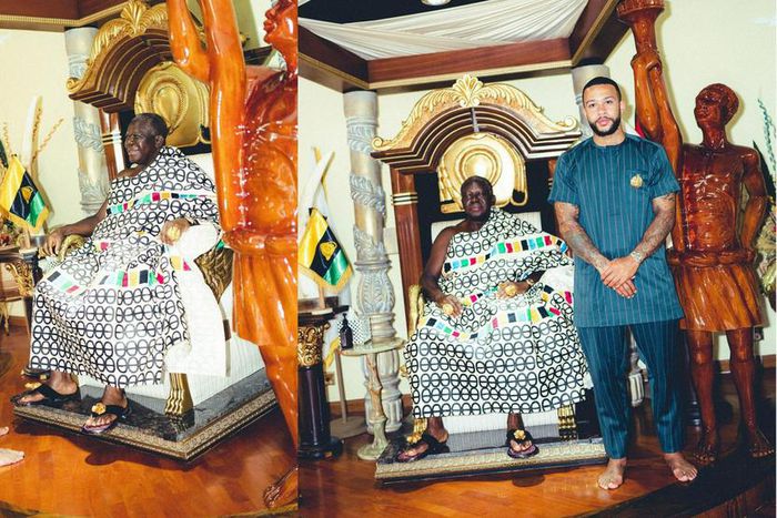 Memphis Depay meets King Otumfuo Osei Tutu in Ghana