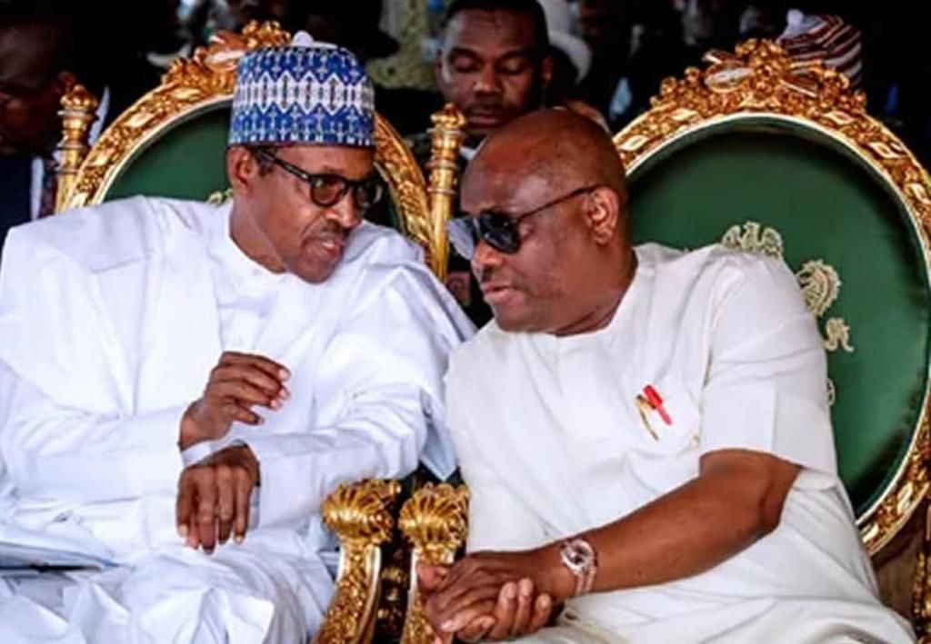 President Muhammadu Buhari and Governor Nyesom Wike. [dailypost]