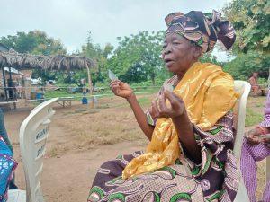 Mrs Shabina Oladipo, 90, waiting for accreditation at Unit 7, Ward 8, Oogi Town, Ayedaade Local Government.