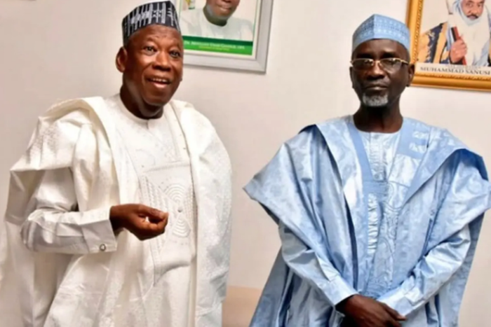Gov Abdullahi Ganduje of Kano State and former governor of the state, Ibrahim Shekarau. (Daily TRUST)