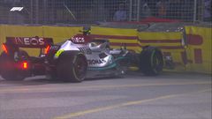Lewis Hamilton hit the barriers in Sunday's race in Singapore