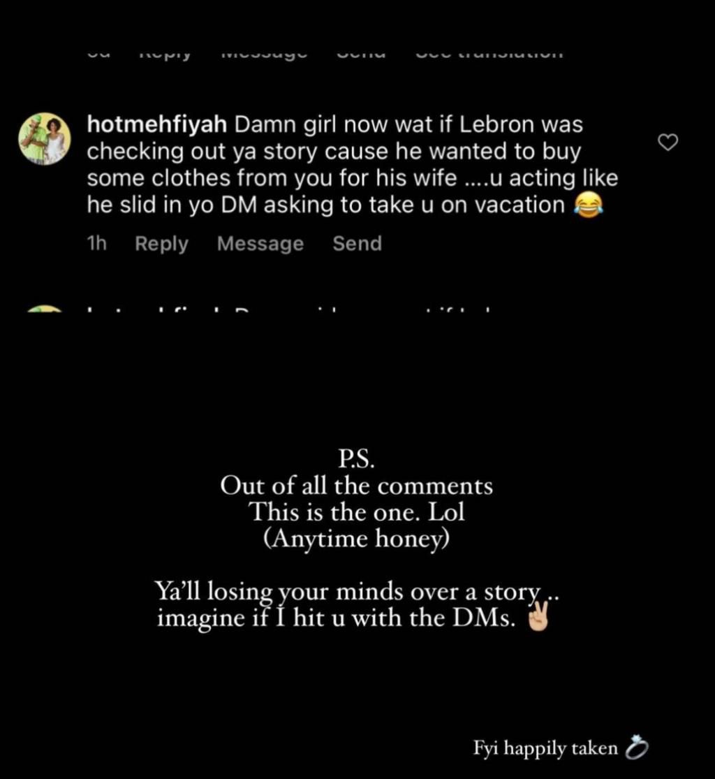 Lebron James Instagram model DM threat