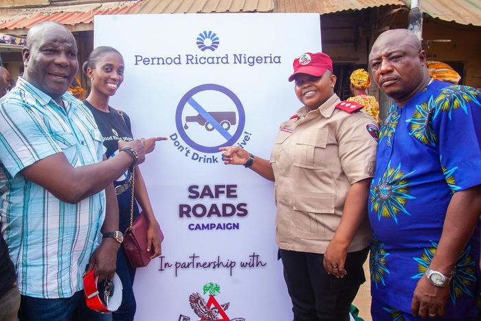 Representatives from Pernod Ricard Nigeria and the Federal Road Safety Corps flanked by executives of the Iyana Ipaja motor park