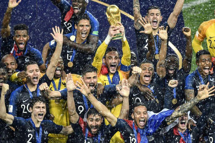 France players celebrate winning the World Cup in 2018. FIFA's plans to stage the tournament every two years look doomed to failure