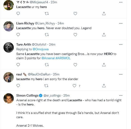 Lacazette was the hero for Arsenal against Wolves