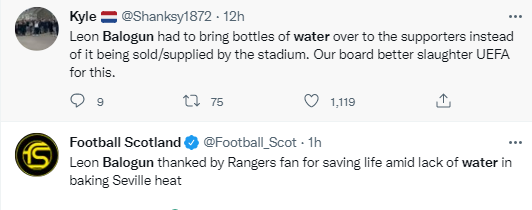 Leon Balogun praised for providing Rangers fans water