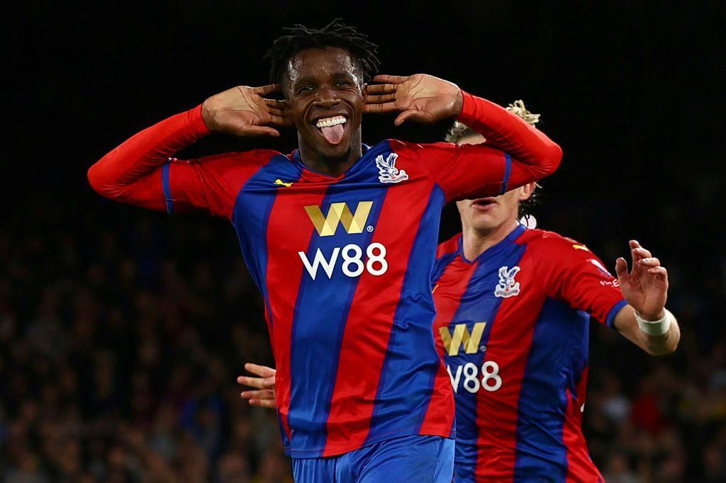 Ivorian Wilfried Zaha celebrates scoring the opening goal for Crystal Palace in a shock Premier League victory over Mancester City.
