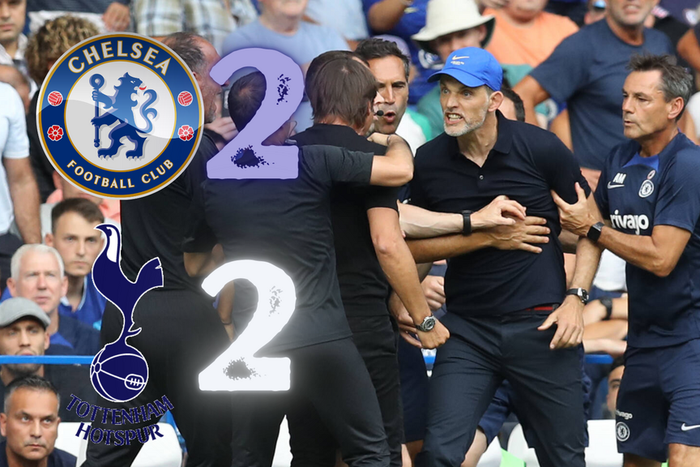 Thomas Tuchel and Antonio Conte had to be separated at full-time as Chelsea were held to a 2-2 draw by Tottenhma Hotspur on Sunday