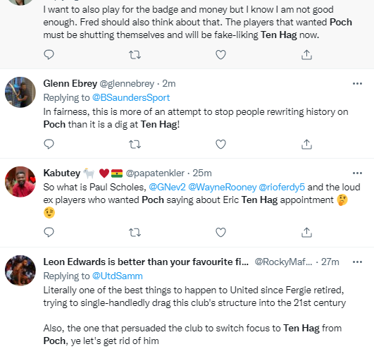 Reactions as Ten Hag beats Pochettino to Manchester United job as Van De Beek expected to return