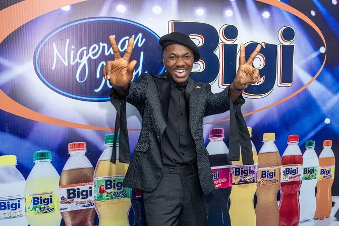 Progress Chukwuyem, winner of the Nigerian Idol Season 7, with N100,000,000 (One Hundred Million Naira) worth of prizes, at the grand finale of the music reality show, sponsored by the Bigi carbonated soft drink brand of Rite Foods.