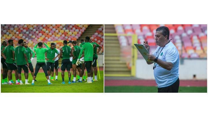 Jose Peseiro takes charge of his first training session in Nigeria.
