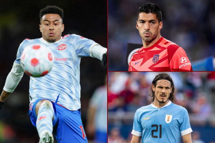 Jesse Lingard, Luis Suarez and Edinson Cavani