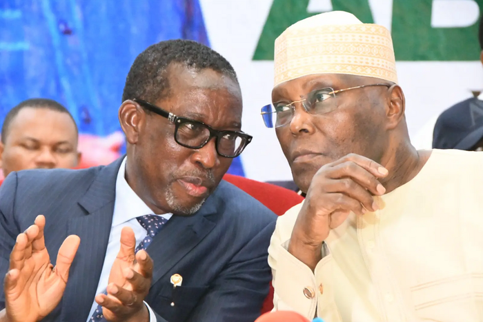 Vice President Atiku Saraki nd Governor Ifeanyi Okowa. [Vanguard]