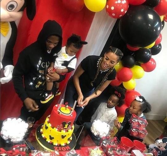 Wizkid and baby mama, Jada Pollock with the birthday celebrant, Zion