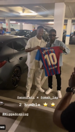 Ansu Fati and Omah Lay linked up in Barcelona