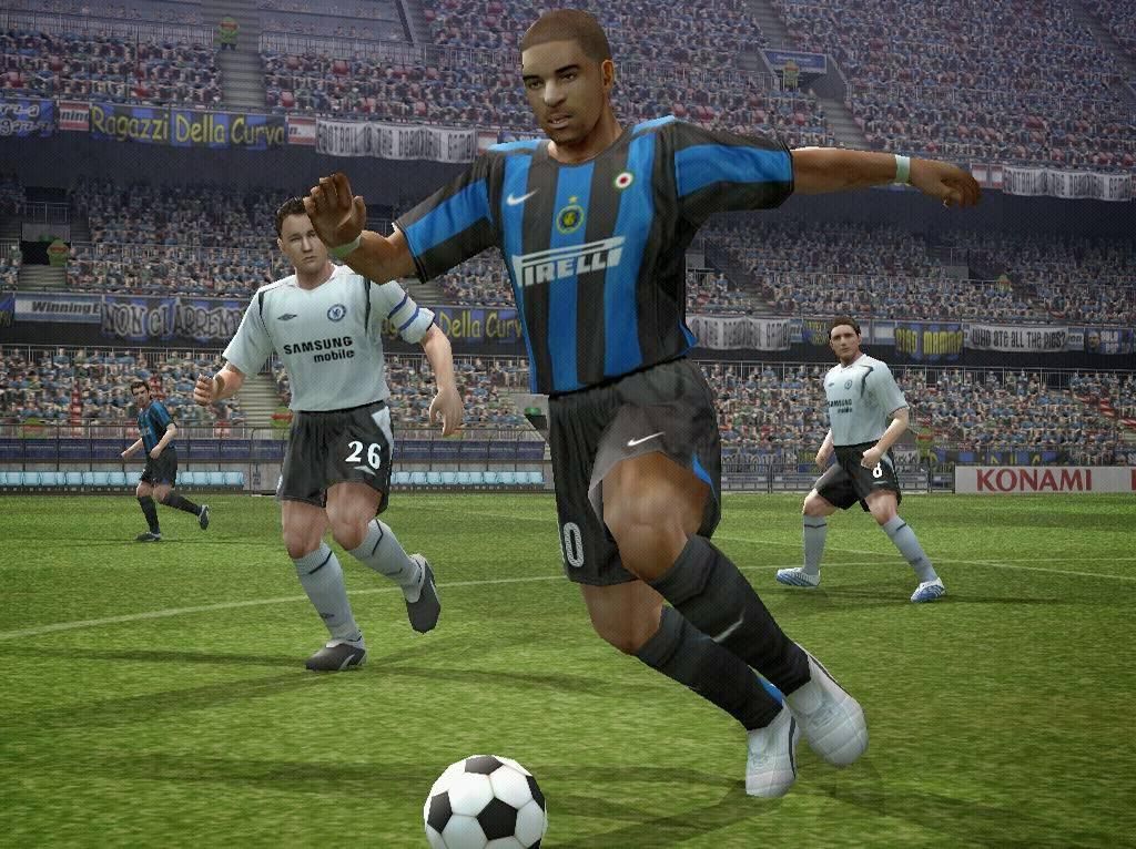 Inter Milan's Adriano runs past Chelsea's John Terry PES 06