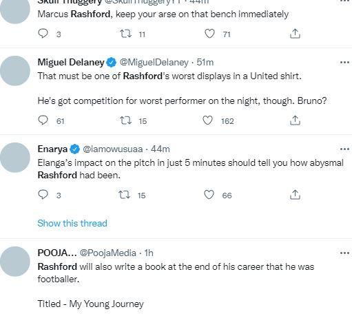 Reactions to Rashford's performance against Atletico