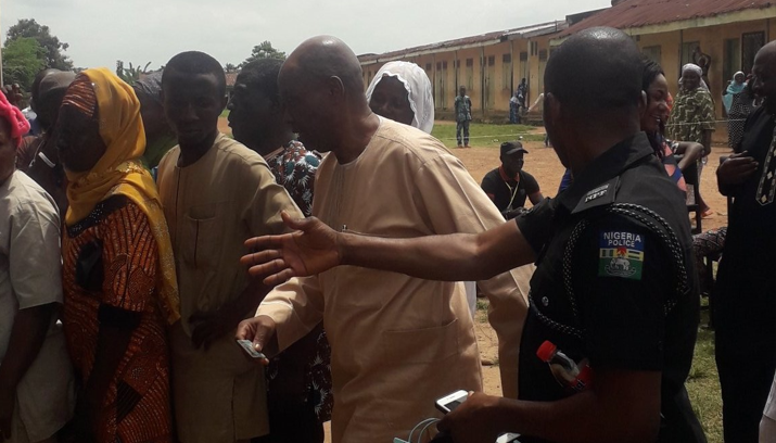Deji Adeleke, Davido's father, at his polling unit. [TheCable]
