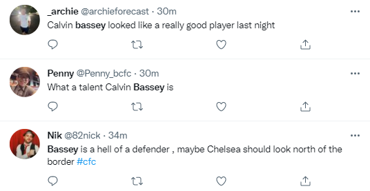 Reactions to Calvin Bassey after Rangers lost to Frankfurt
