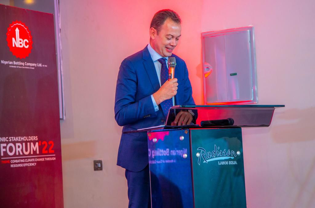 Managing Director of the Nigerian Bottling Company (NBC) Ltd., Matthieu Seguin speaking during the Stakeholders Forum