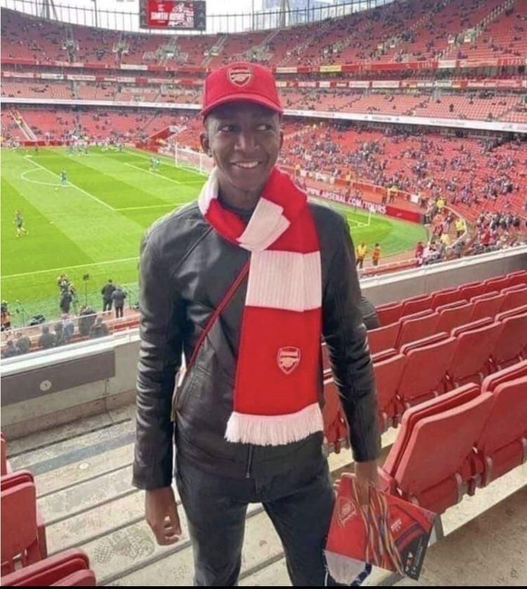 Reactions as EFCC Chairman Abdulrasheed Bawa spotted at Arsenal's Stadium for game against Manchester United