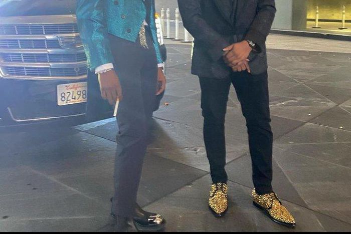 Olamide and Fireboy at the 2021 BET Awards. (Twitter/SnehQBee)