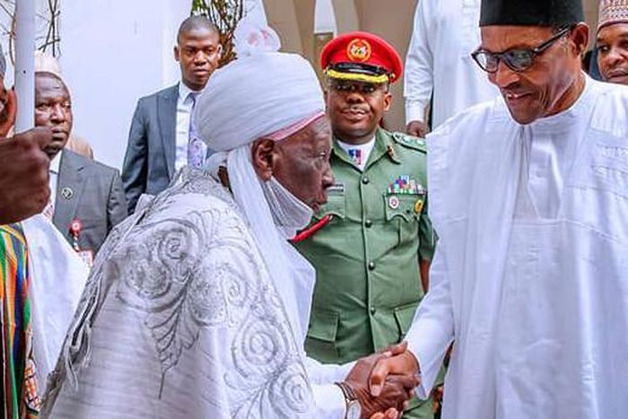 President Muhammadu Buhari and Emir of Daura, Alhaji Umar Faruk Umar. [iwitness]