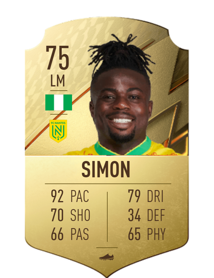 Moses Simon FIFA 22 Card (Futbin)