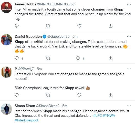 Reactions as Liverpool beat Inter Milan 2-0 in Champions League round of 16