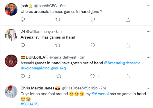 Arsenla fans are not happy as game in hand counts for nothing in loss to Southampton