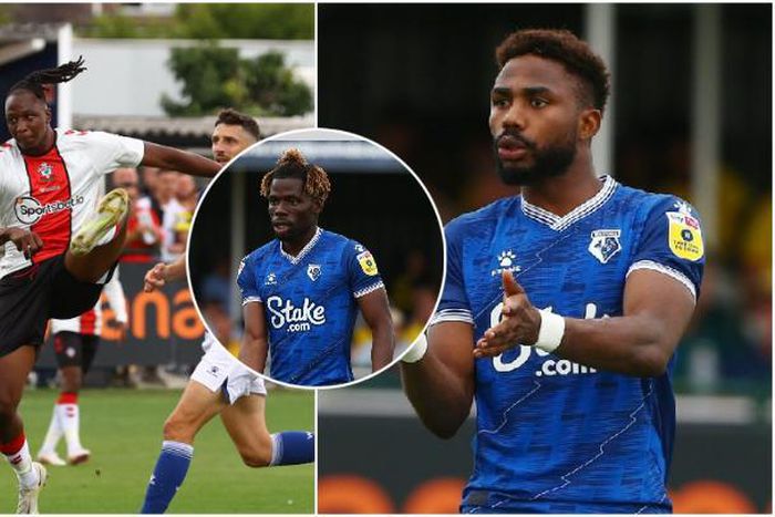 Joe Aribo, Dele-Bashiru and Emmanuel Dennis during the game earlier today.