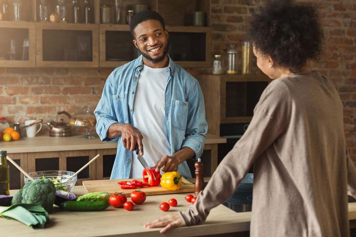 African American Couple Cooking.