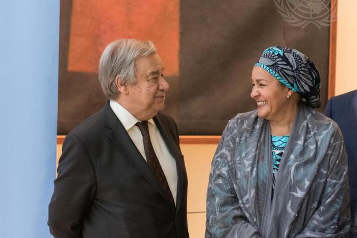 UN Secretary-General Antonio Guterres (left)  and Deputy Secretary-General, Amina Mohammed (right) [Prime Business Africa]
